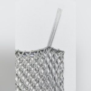 Zara silver mesh top